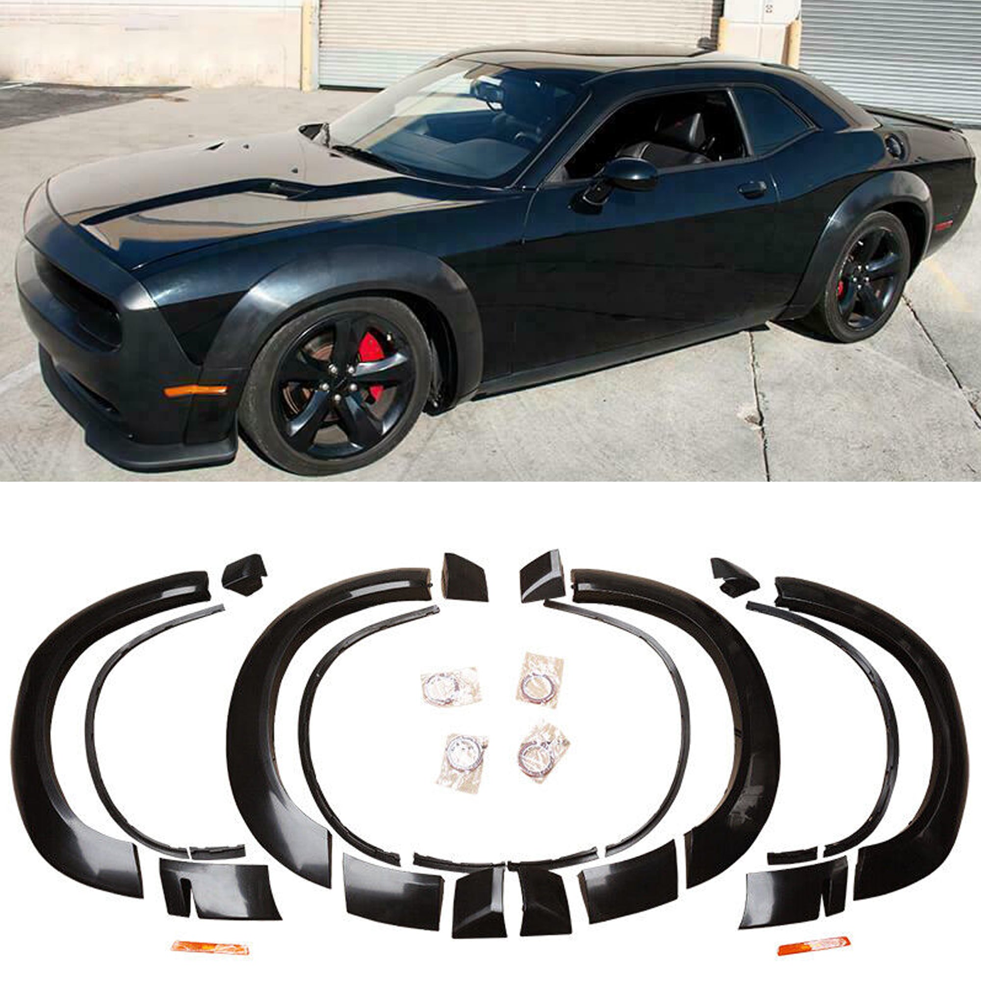 NINTE Wheel Fender Flares For 2015-2022 Dodge Challenger Hellcat Demon Style Unpainted