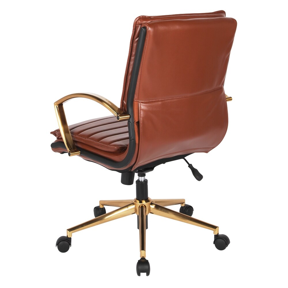 OSP Home Furnishings Gold Base Mid back Faux Leather Office Chair