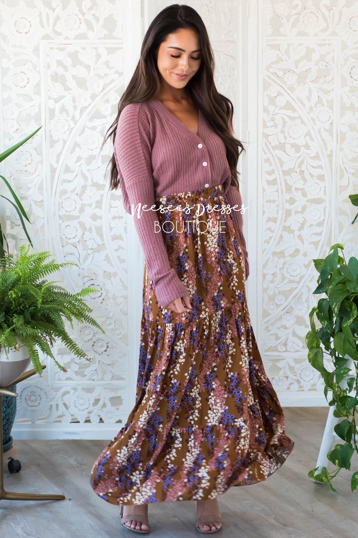 Flower Medley Tier Maxi Skirt