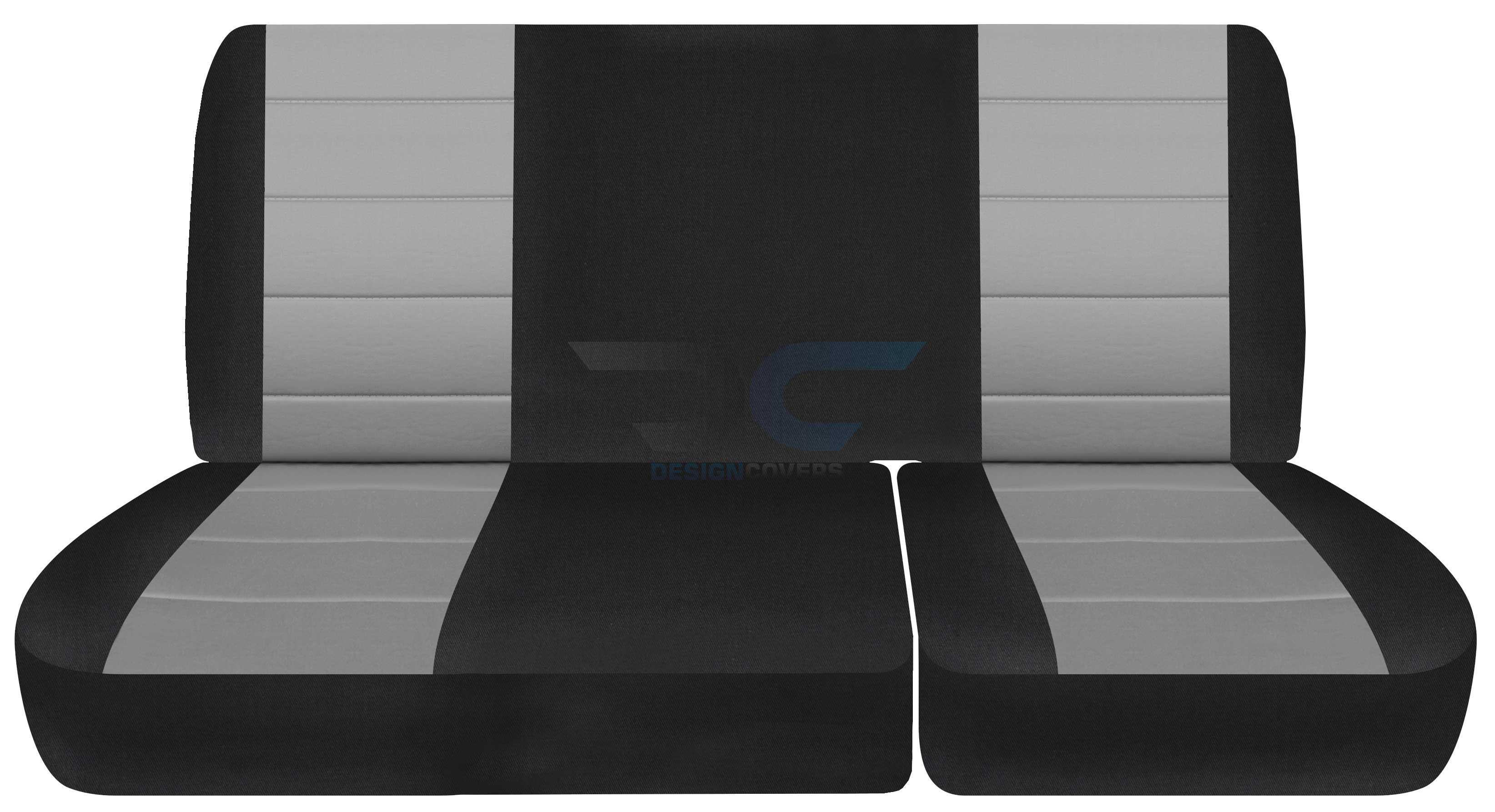 T438-Designcovers Compatible with 1997-1999 Ford F-150 Super Cab Two-Tone Truck Seat Covers (Rear 40/60 Split Bench ，F-Series Extended F150 Back): Black and Silver velour