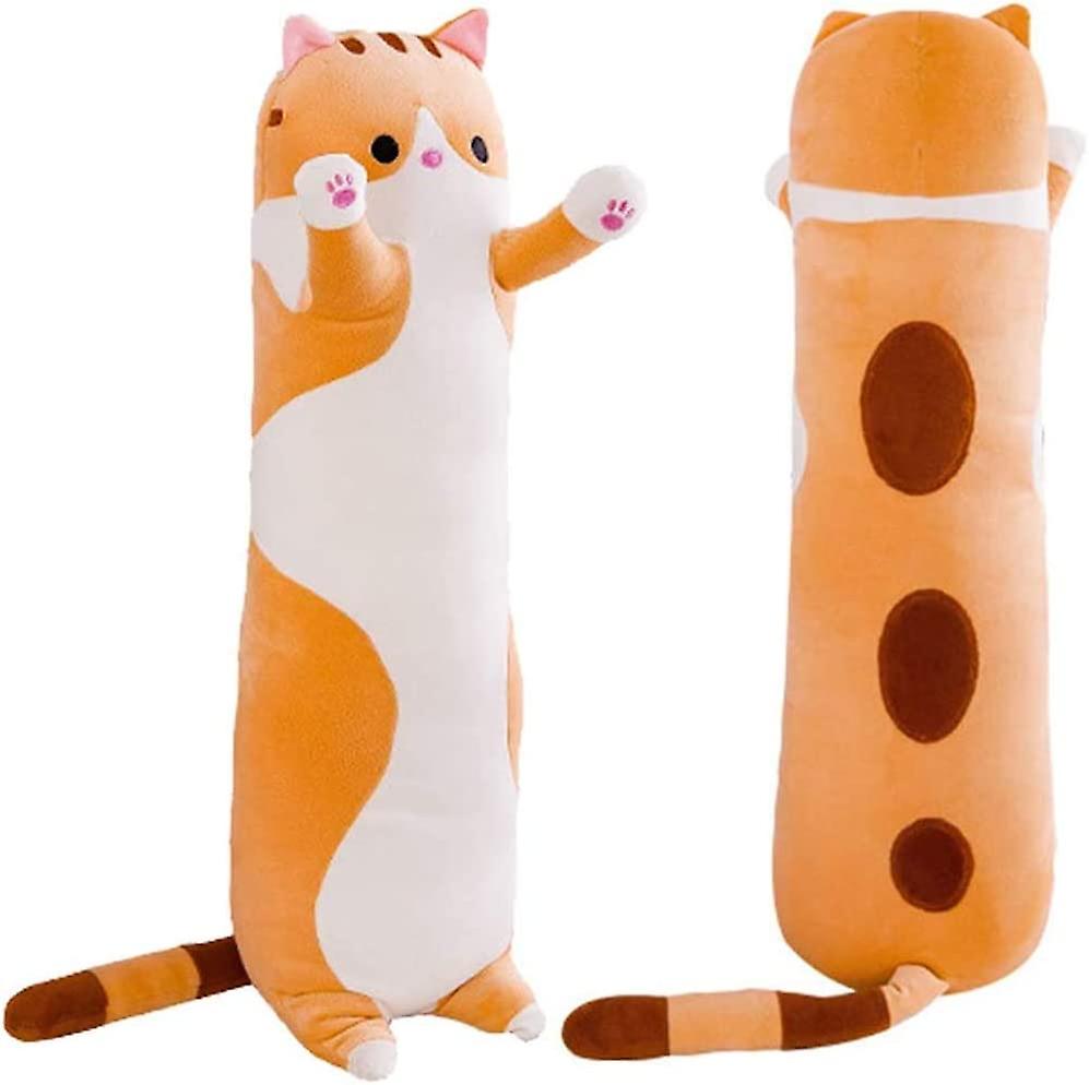 Lovely Plush Cat Doll Cute Cartoon Soft Stuffed Kitten Pillow Long Throw Sleeping Pillow Doll Toy Gift For Kids Girlfriend Multiple Size (brown，110cm/