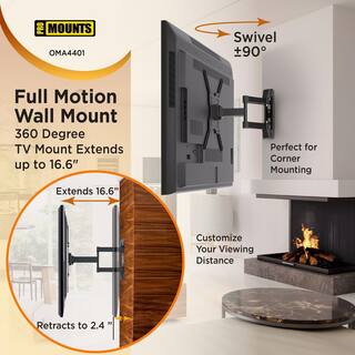 ProMounts Articulating Extending Wall TV Mount for 23-55'' TVs up to 88lbs Fully Assembled Easy Install Low Profile TV Brackets OMA4401