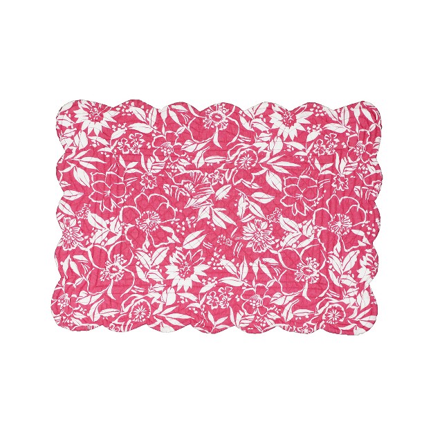 C amp f Home Pink Hibiscus Cotton Quilted Rectangular Placemat Set Of 6