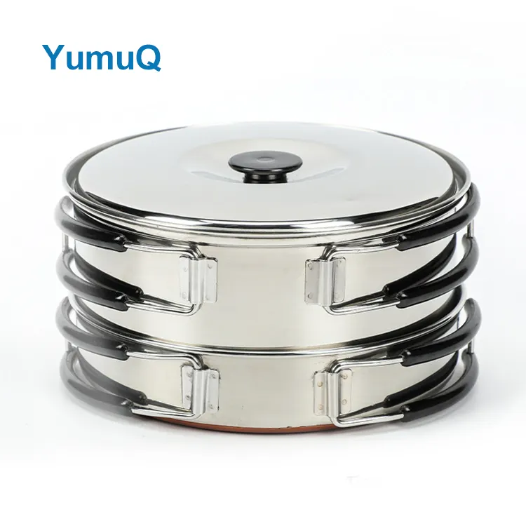 YumuQ Stainless Steel Camping Hiking Cookware Set With Fry Pan Dish For Outdoor Hiking Travel Picnic