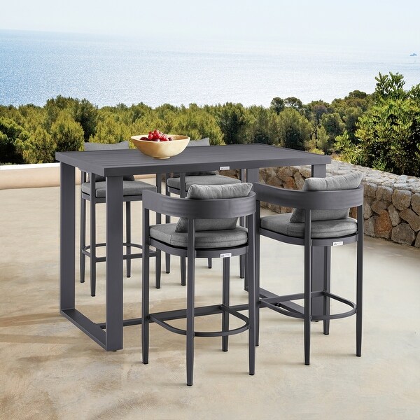 Argiope Outdoor Patio Bar Height Dining Table in Dark Grey Aluminum