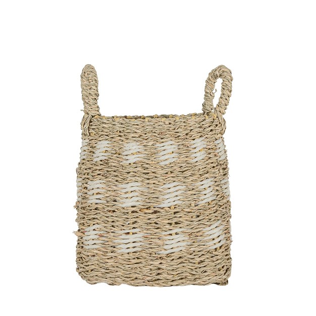 6 75 Inch Basket White Seagrass amp Rope By Foreside Home amp Garden