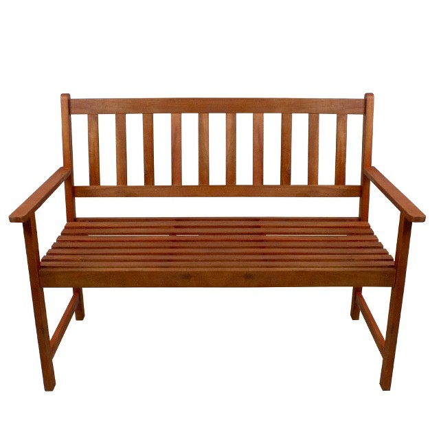 Light Brown Acacia Wood Outdoor Patio Bench