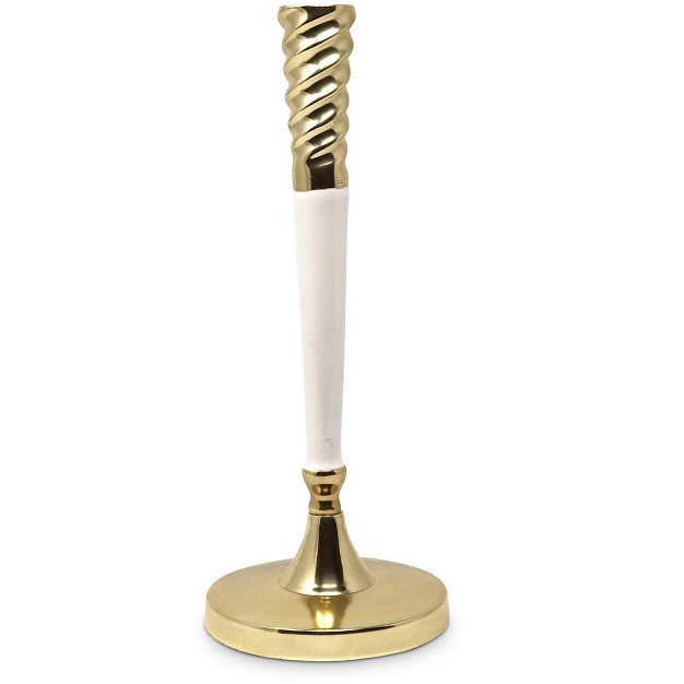 Classic Touch White And Gold Taper Candle Holder