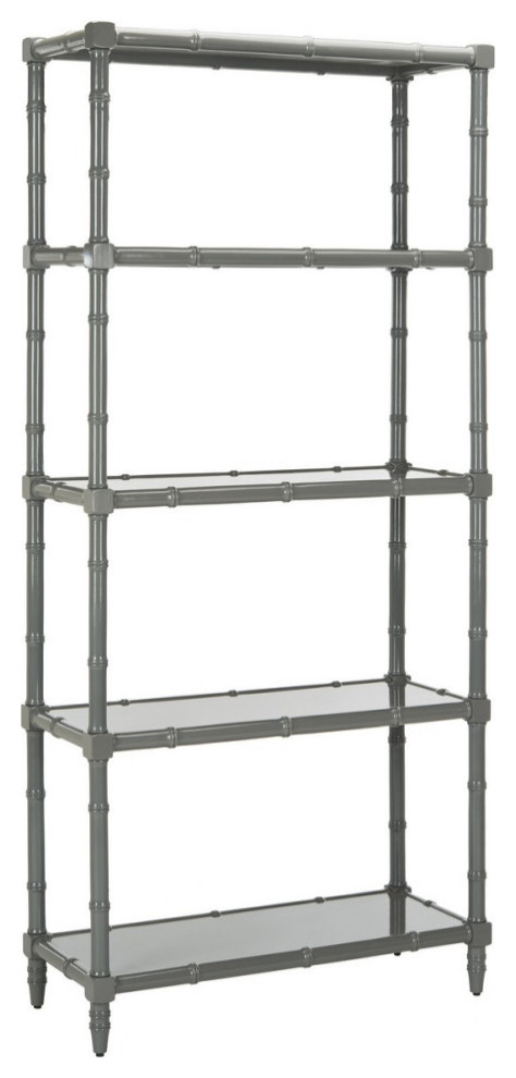 Shem Modern Coastal 4 Tier Etagere/ Bookcase Grey   Modern   Bookcases   by Virgil Stanis Design  Houzz