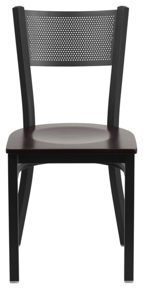 Flash Furniture Hercules Black Back Metal Dining Chair in Mahogany   Transitional   Armchairs And Accent Chairs   by VirVentures  Houzz