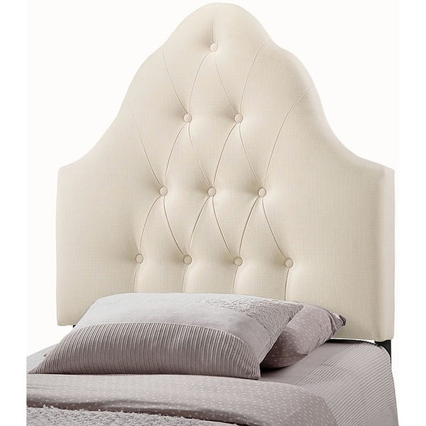 Brighton Twin Size Ivory Fabric Upholstered Button Tufted Headboard - - 28355252