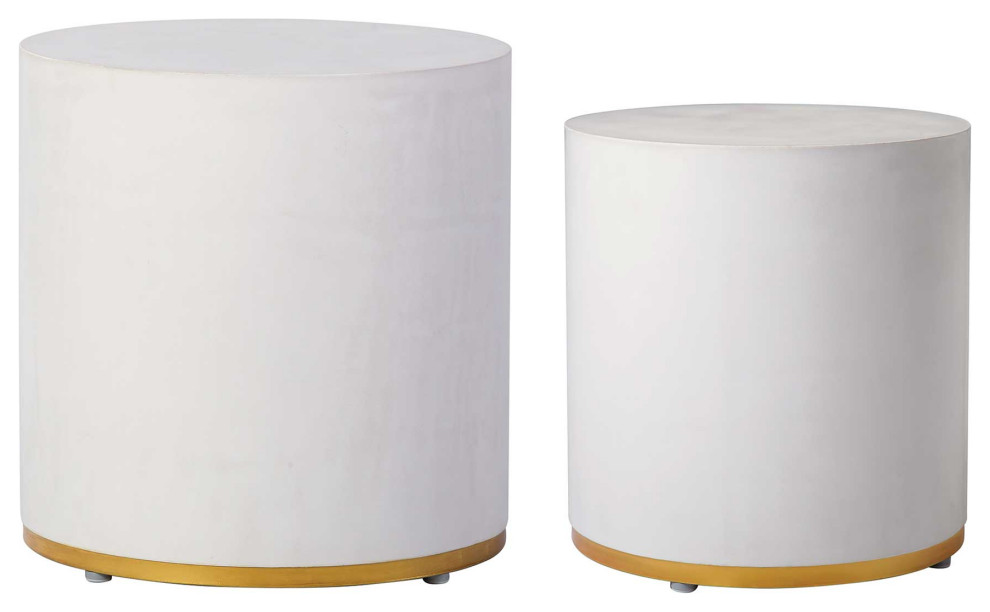 Linea Ring Accent Table Set  Gray and Gold   Contemporary   Outdoor Side Tables   by Seasonal Living Trading LTD  Houzz