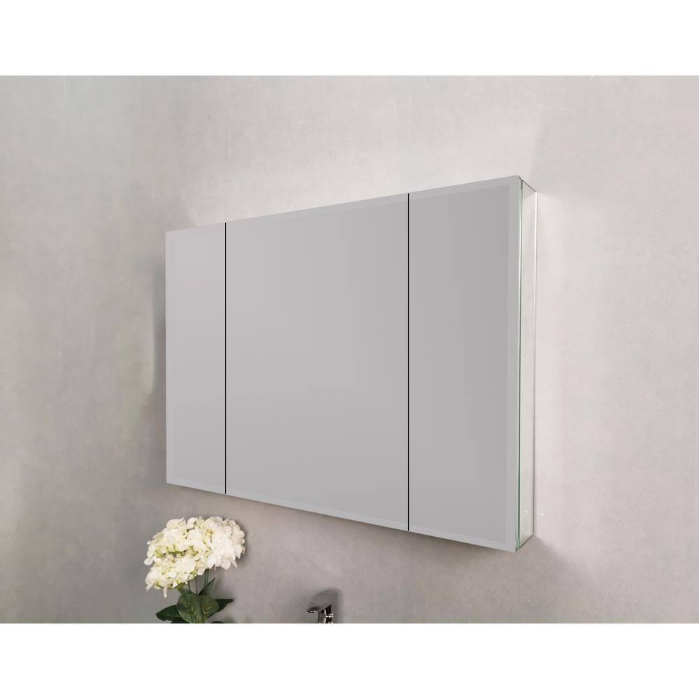 36 in. W x 26 in. H Large Rectangular Silver Aluminum Recessed Surface Mount Medicine Cabinet with Mirror DJ55135206-YG