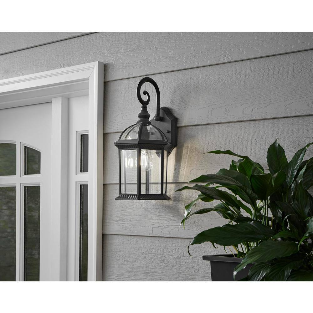 Hampton Bay Wickford 1-Light Weathered Bronze Outdoor Wall Light Fixture with Clear Glass (2-Pack) 7072-2RT