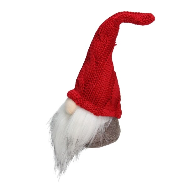 7.5 Red and White Santa Gnome Head with Crochet Hat Tabletop Christmas Decoration