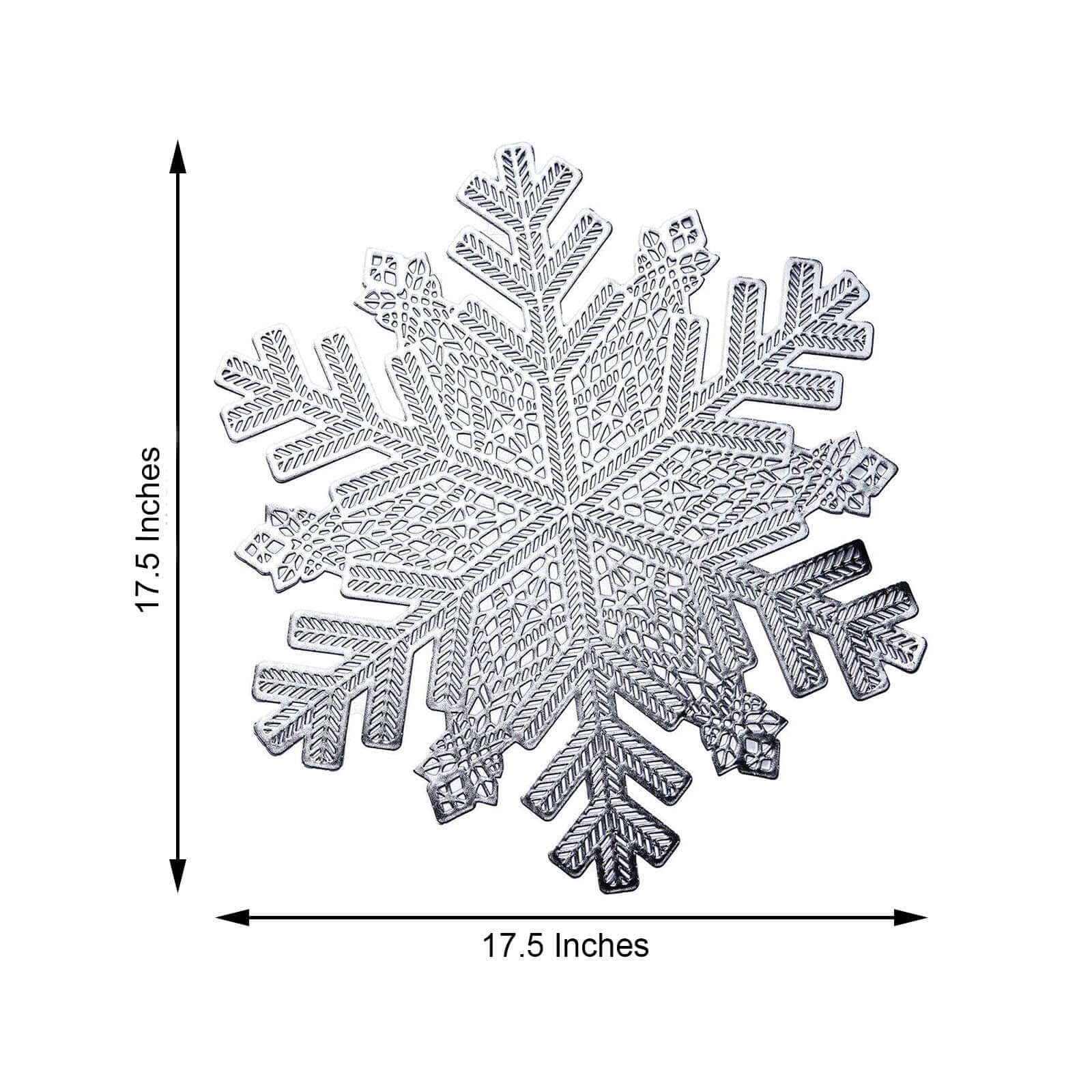 6 Pack Silver Metallic Snowflake Vinyl Placemats, Non-Slip Winter Wonderland Table Mats 18