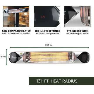 Hanover 35.4 in. 1500-Watt Infrared Electric Patio Heater with Remote Control in Silver HAN1051IC-SLV