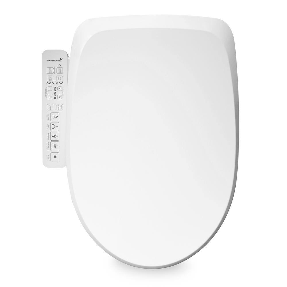 SmartBidet Electric Bidet Seat for Elongated Toilets with Unlimited Warm Water Touch Control Panel Turbo Wash in White SB-2600