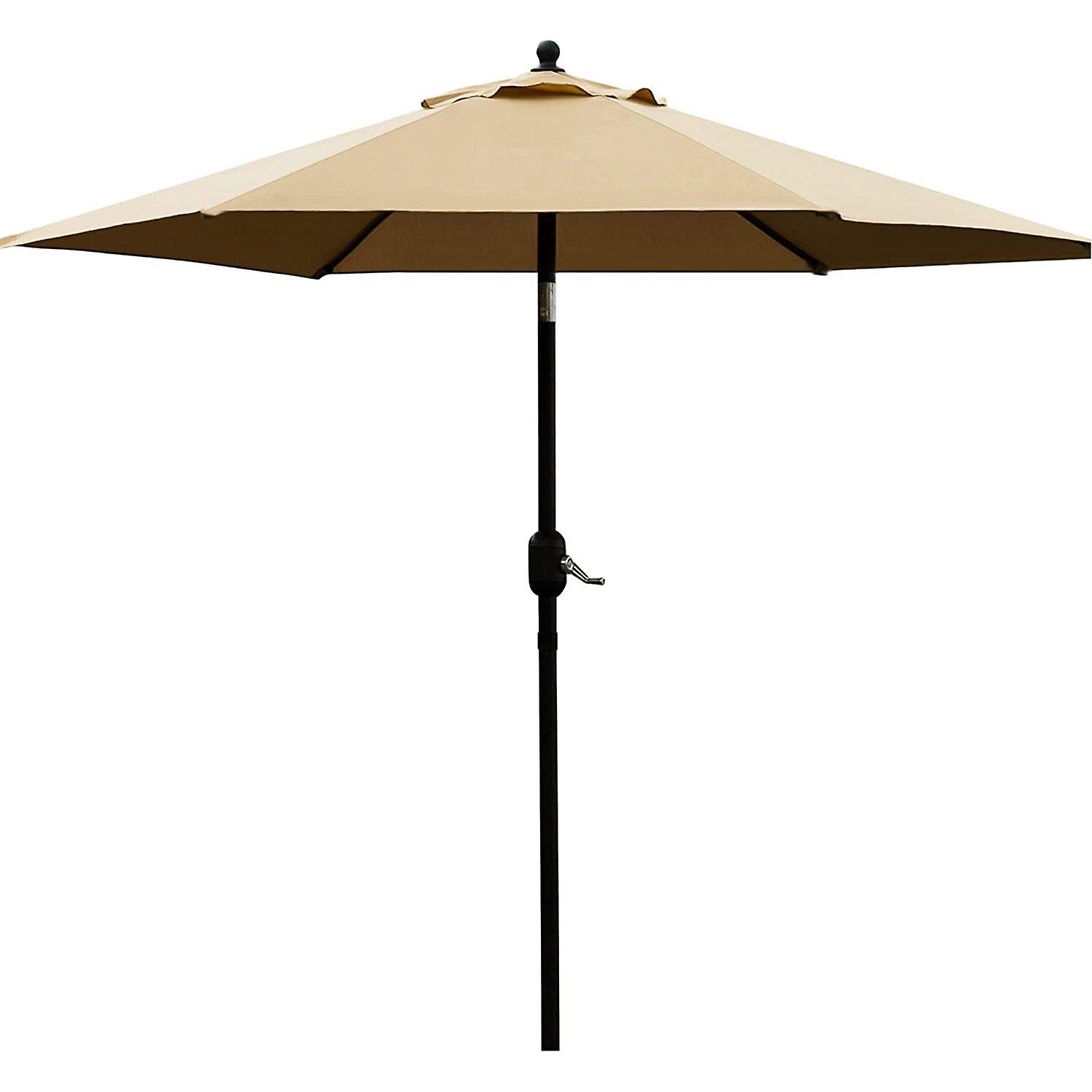 7.5' Patio Umbrella Outdoor Table Market Umbrella With Push Button Tilt/crank， 6 Ribs (tan)