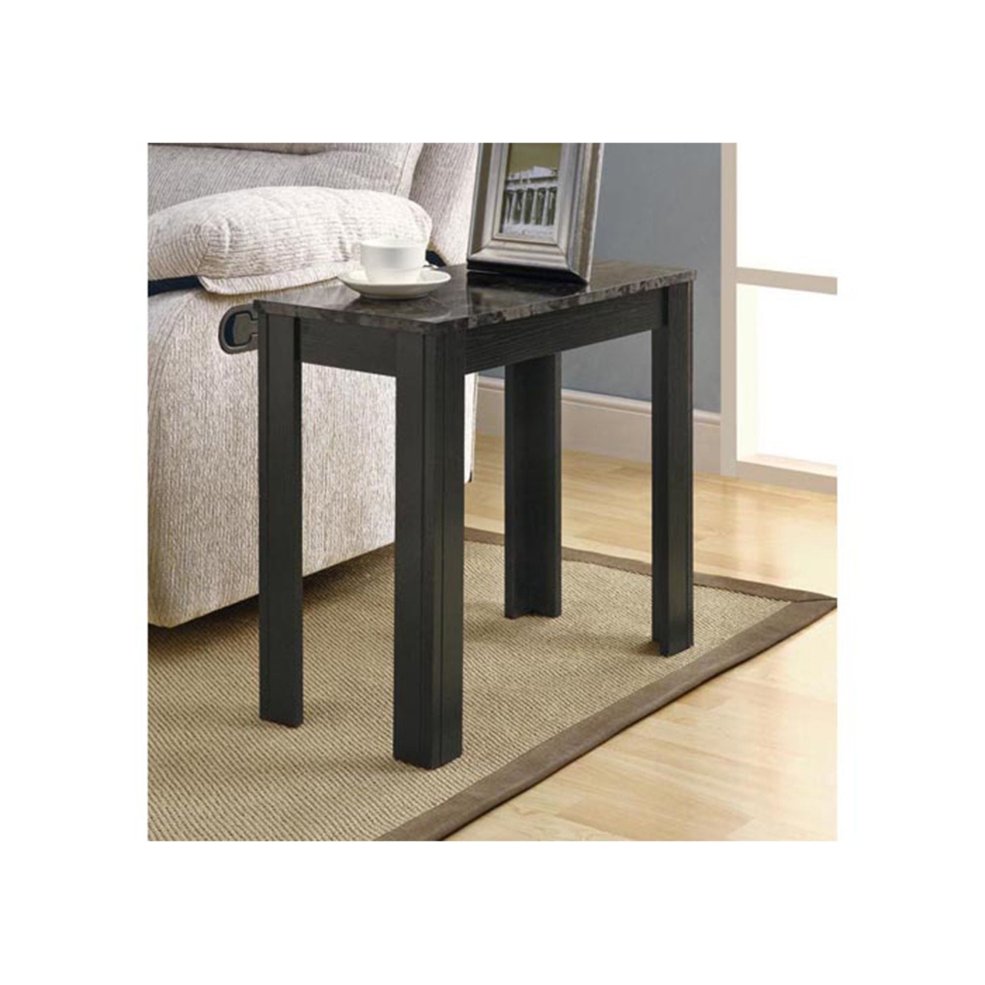 Offex Black / Grey Marble Decorative Accent Side Table