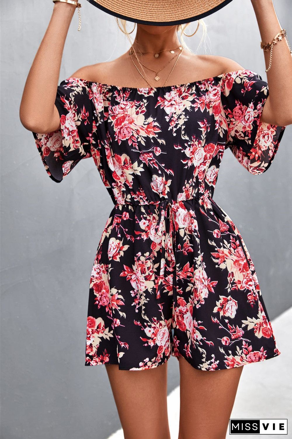 Off Shoulder Floral Summer Romper