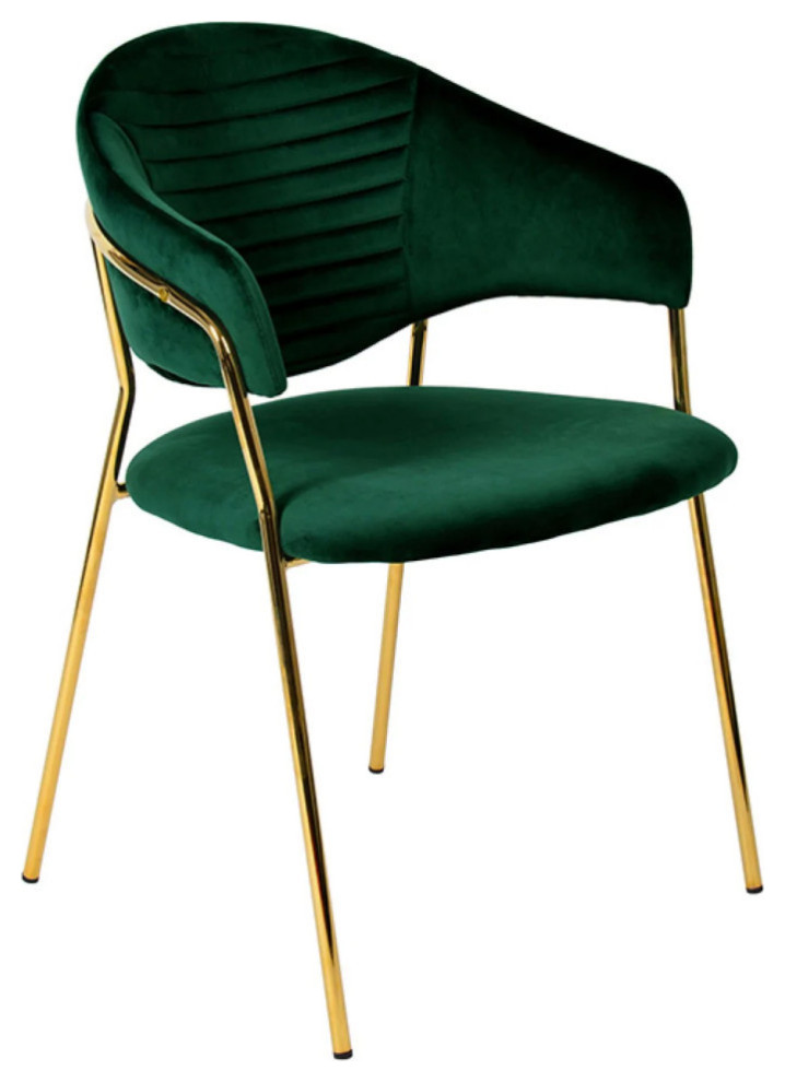 Emma Modern Green Velvet and Gold Dining Chair  Set of 2   Midcentury   Dining Chairs   by Rustic Home Furniture Deco  Houzz