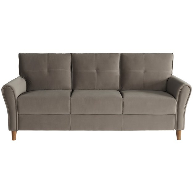 Dunleith Modern Contemporary Velvet Tufted Sofa In Brown And Walnut Lexicon