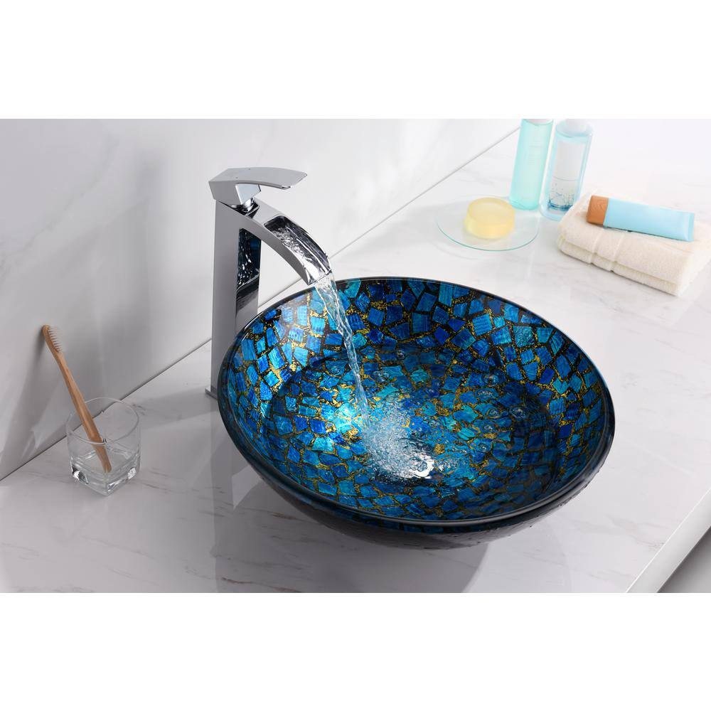 ANZZI Chipasi Vessel Sink in BlueGold Mosaic LS-AZ8210