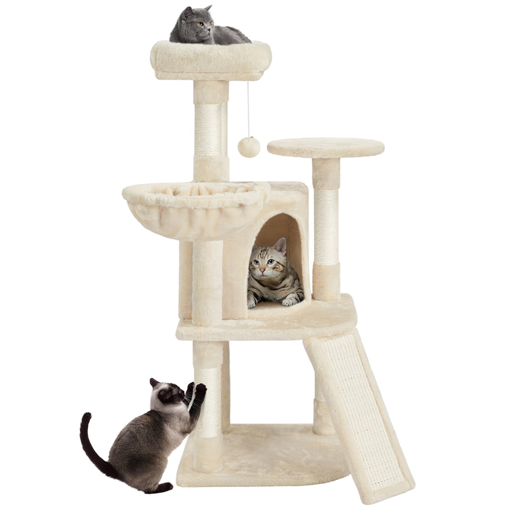 SmileMart 42"H Multilevel Cat Tree Tower with Condo and Perches, Beige