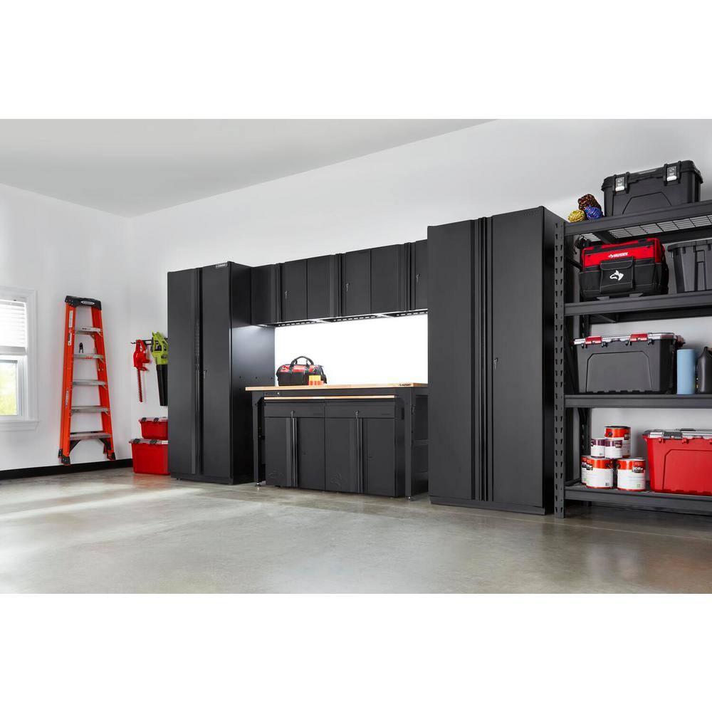 Husky 8-Piece Heavy Duty Welded Steel Garage Storage System in Black (156 in. W x 81 in. H x 24 in. D) HTC820231