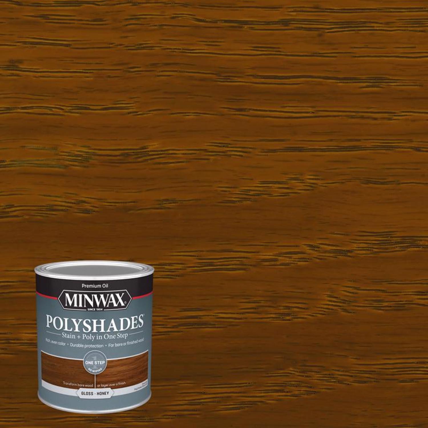 Minwax PolyShades Semi-Transparent Gloss Honey Oil-Based Stain/Polyurethane Finish 1 qt