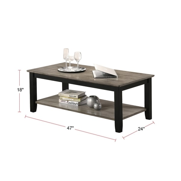 Coffee Table End Table With Open Shelf In Dark Brown and Grey