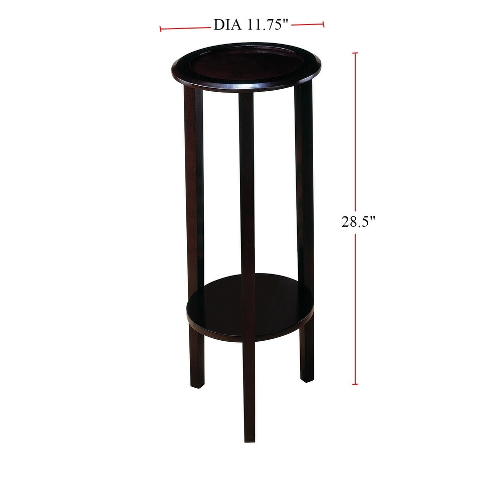 Round Accent Table with Bottom Shelf in Espresso