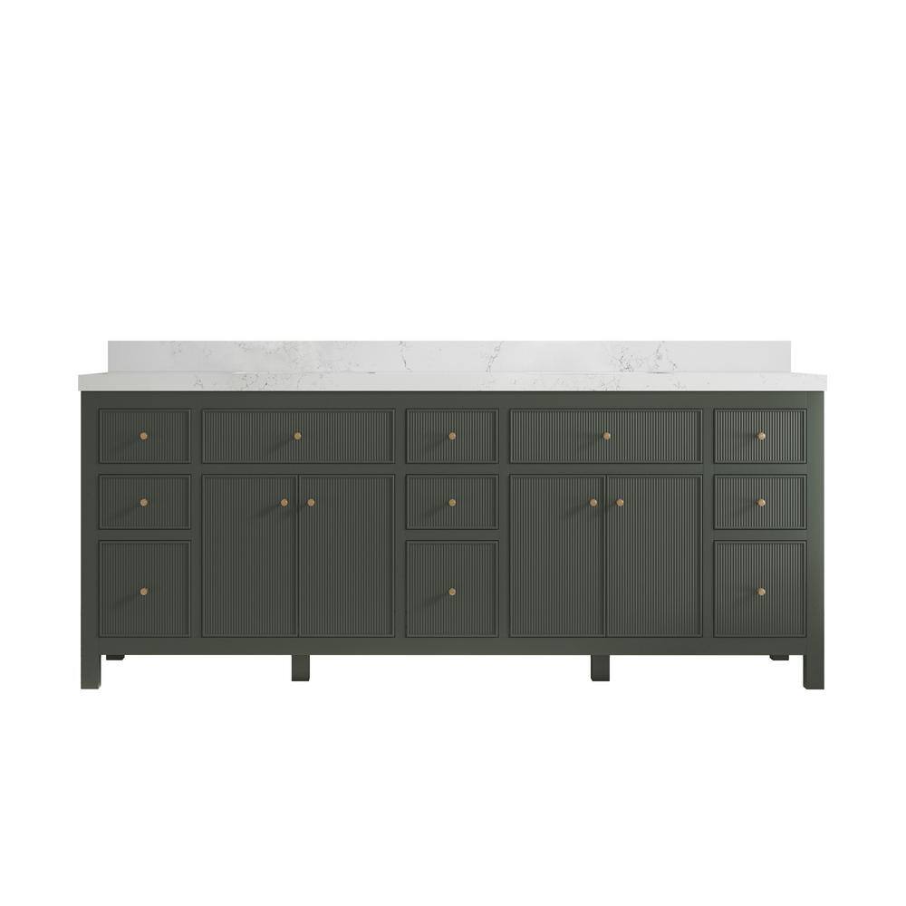 Willow Collections Sonoma 84 in. W x 22 in. D x 36 in. H Double Sink Bath Vanity in Pewter Green with 2