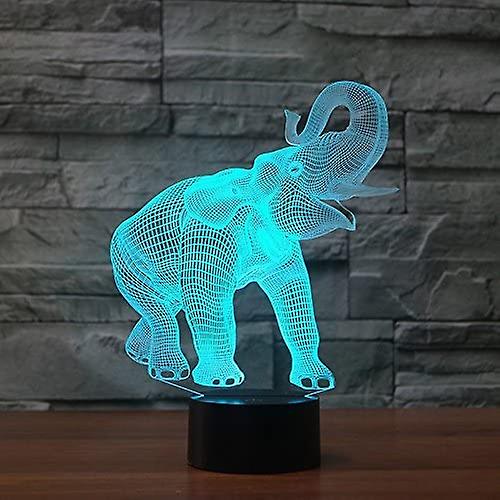 3d Elephant Animal Led Lamp Night Light Touch Table Desk Optical Illusion Lamps 7 Color Changing Lights Home Xmas Birthday Gift