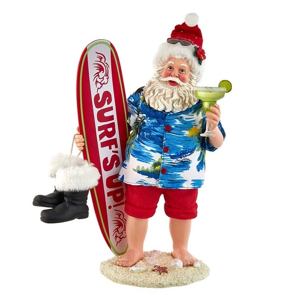 Kurt Adler 11Inch Fabriché Santa with Surfboard and Drink