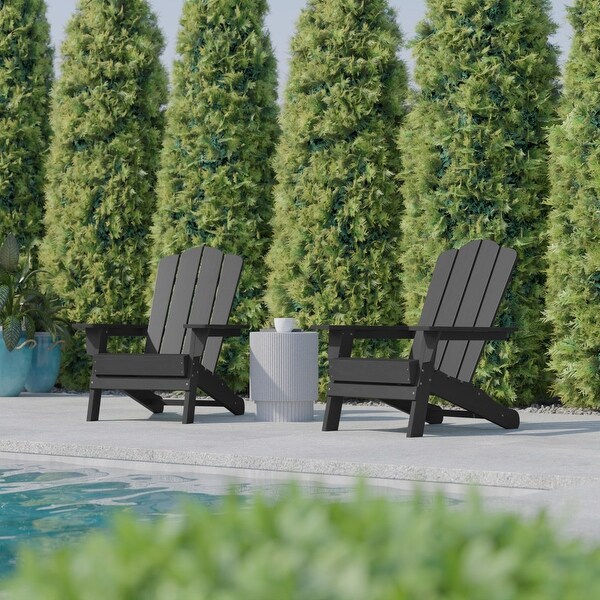 Set of 2 Commercial AllWeather Adirondack Chairs with Cupholders