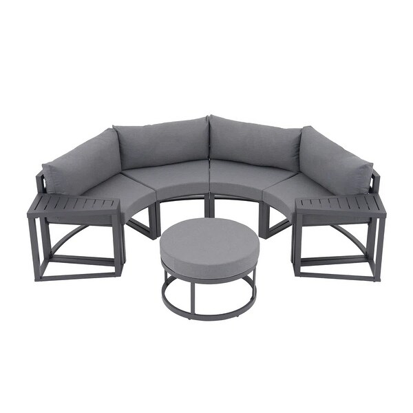 7Piece 4 Person Outdoor Aluminum Deep seating Conversation Set With Waterproof cushions