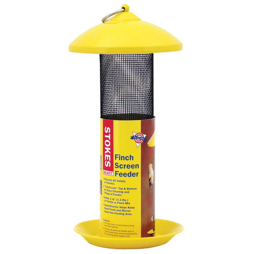 Stokes Select 38171 Finch Screen Bird Feeder with Metal Roof， Yellow， 1.1 lb Seed Capacity