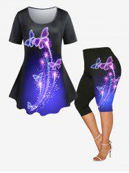 Butterfly Galaxy T-shirt and Leggings Plus Size Summer Outfit