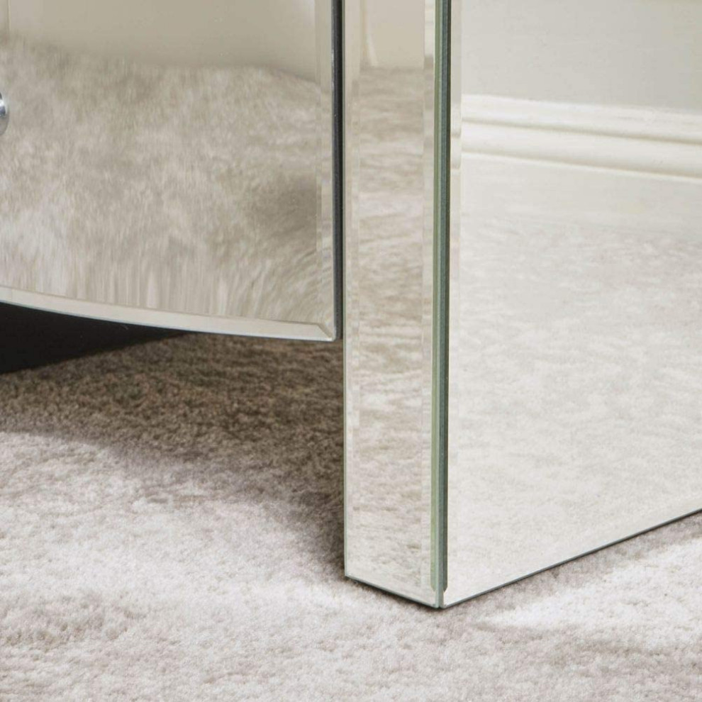 Modern Side Table  3 Storage Drawers With Rounded Front and Mirrored Finish   Industrial   Side Tables And End Tables   by Declusia  Houzz