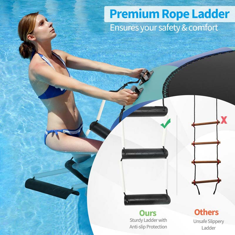 12 FT Inflatable Water Bouncer Trampoline Portable Bounce Swim Platform for Lakes Pools Calm Sea