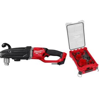 MW M18 FUEL 18-Volt Lithium-Ion Brushless Cordless GEN 2 Super Hawg 12 in. Right Angle Drill w9pc PACKOUT Hole Saw Kit 2809-20-49-56-9295