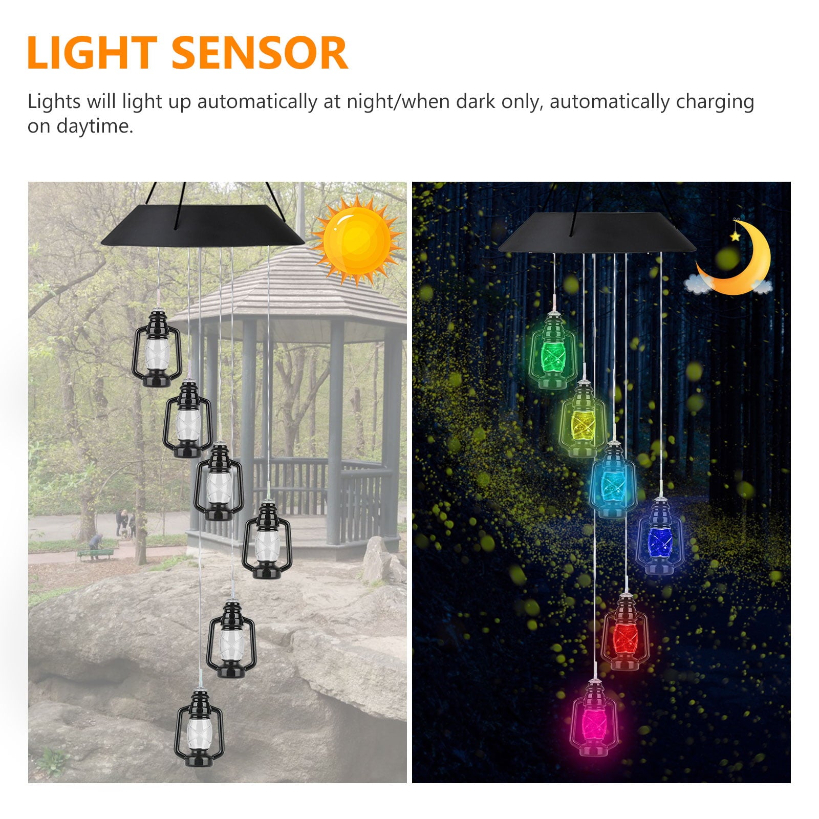 Wind Chimes Outdoor， TSV Garden Solar Mobile Color-Changing LED Light， Waterproof Automatic Spiral Wind Chimes， Portable Lanterns Wind Bell for Patio Deck Home， Gifts on Mother's Day Birthday