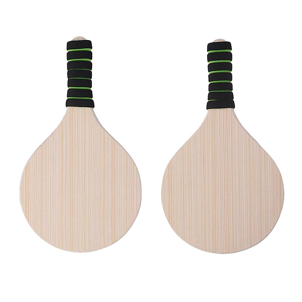 1 Pair Wooden Beach Game Bat Badminton Racket For Outdoor Game Beach Party (random Handle Color)