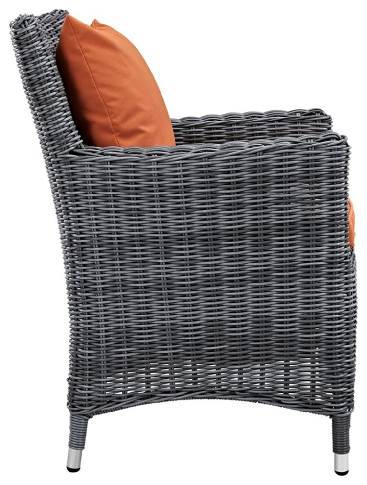 Modway Summon 2 Piece Rattan Fabric Patio Dining Chairs in Canvas Gray/Tuscan   Outdoor Dining Chairs   by Homesquare  Houzz