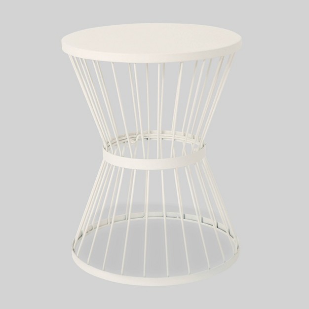 Wrought Iron Patio Side Table White Christopher Knight Home