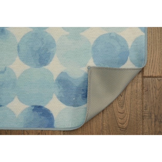 Kai Washable Outdoor Rug Blue ivory Linon