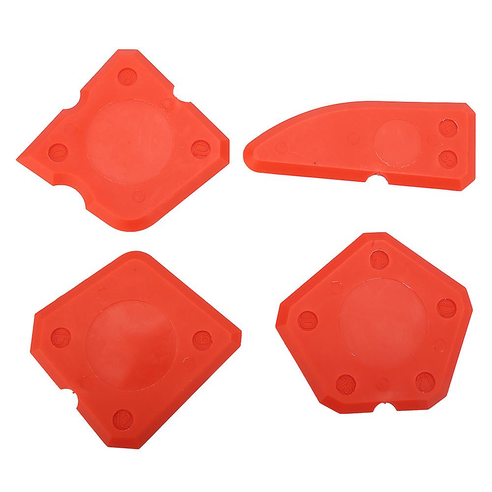 4pcs Caulk Tools Kit Silicone Glass Cement Scraper For Sealant Grout Finishing Sealing (red)