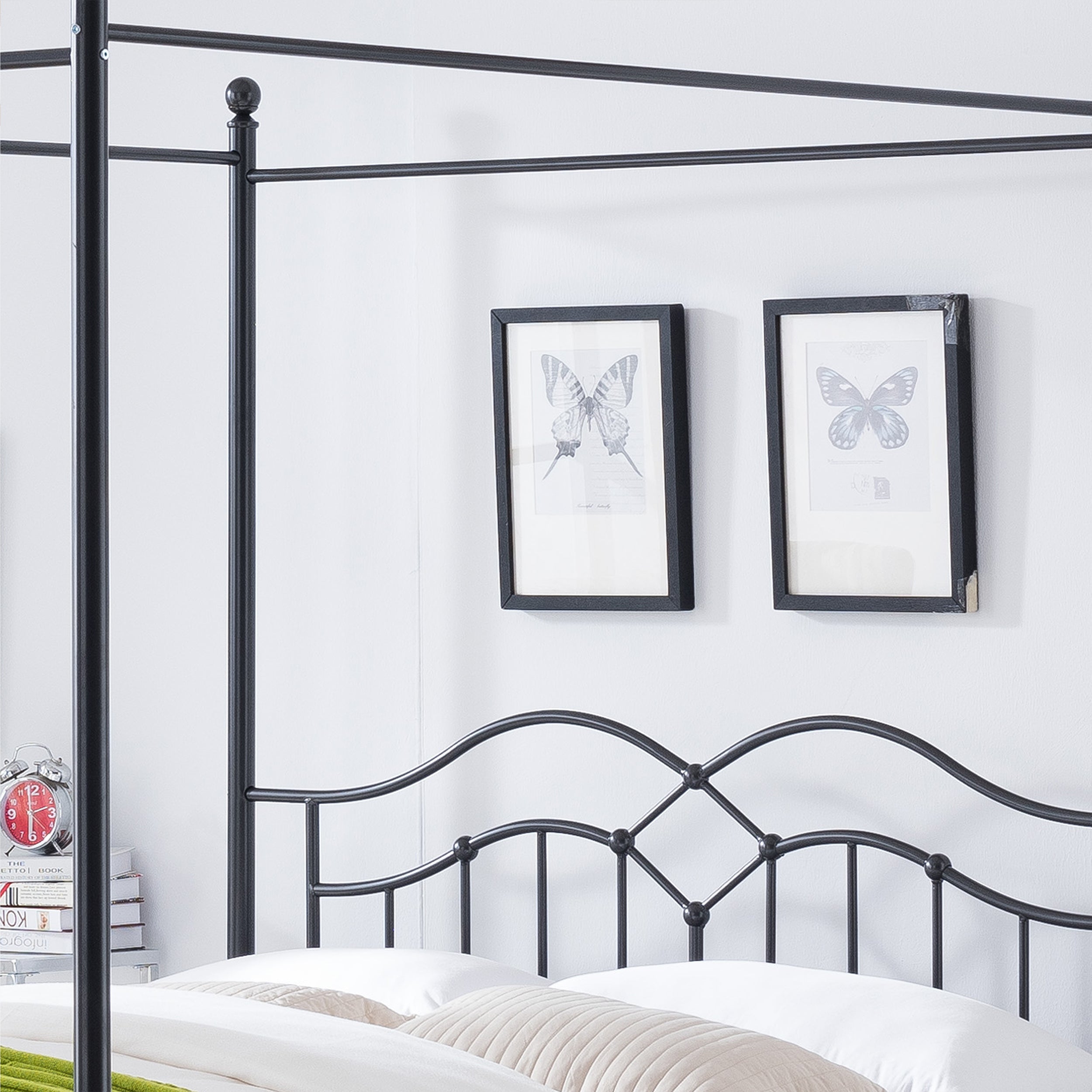 Simona Traditional Iron Canopy Queen Bed Frame